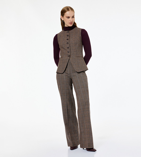 Check Straight Fit Trousers