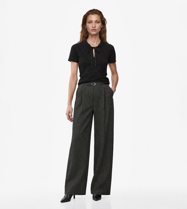 Striped Wide Leg Casual Trousers
