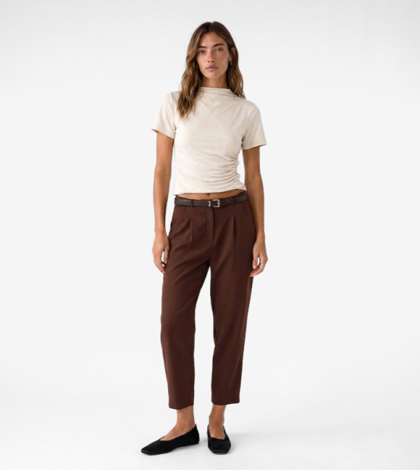 Solid Carrot Fit Trousers
