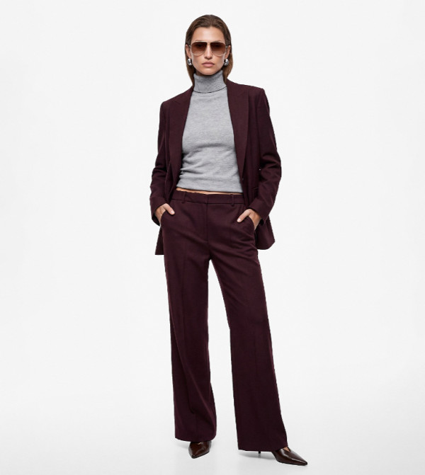 Solid Wide Leg Casual Pants