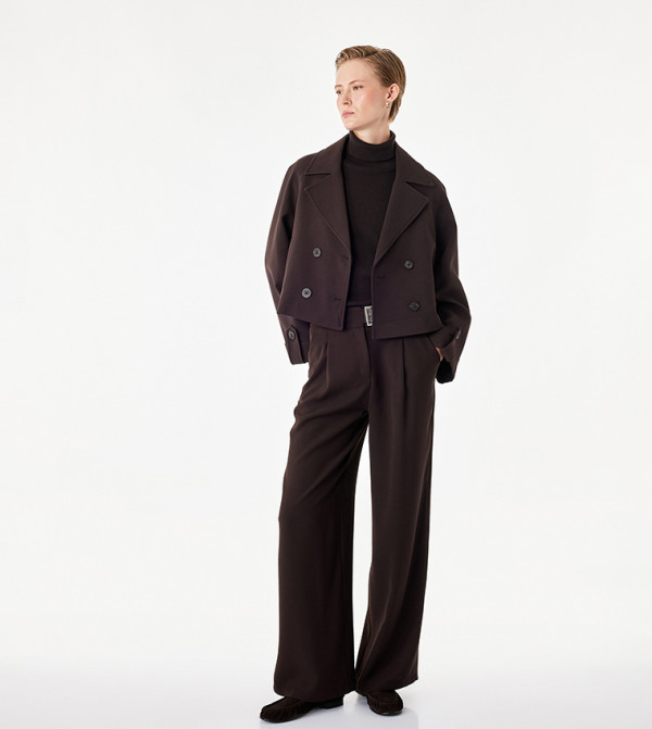 Pleat Detail Wide Leg Trousers