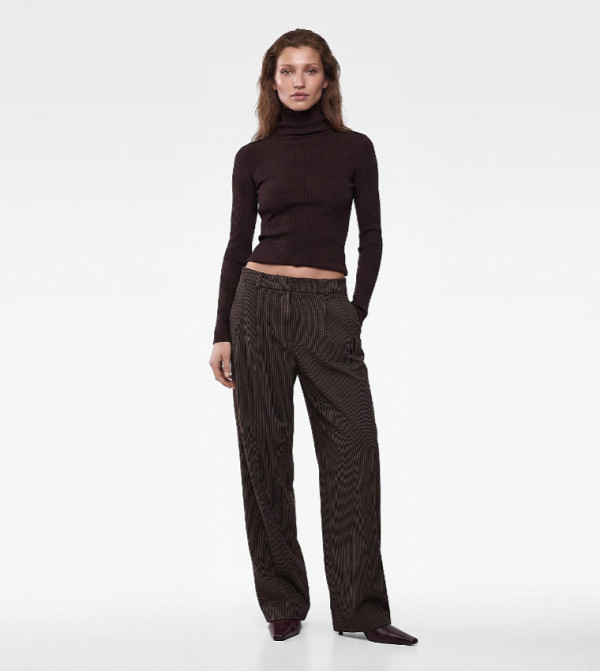 Striped Pleated Wide Leg Pants