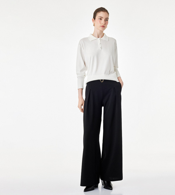 Solid Wide Leg Trousers