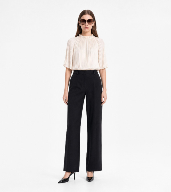 Solid Wide Leg Trousers