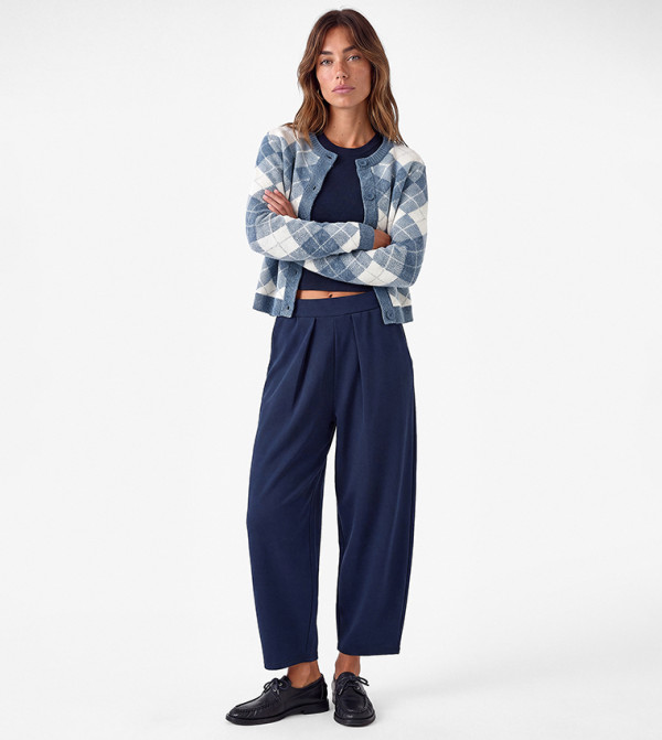 Pleat Detail Barrel Fit Casual Pants