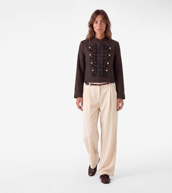 Solid Relaxed Fit Trousers