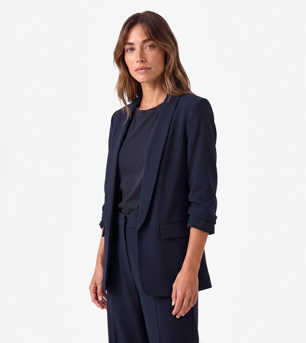 Solid Single Breasted Blazer