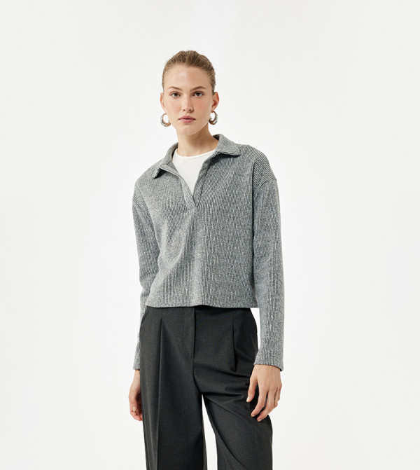 Ribbed Collared Sweater