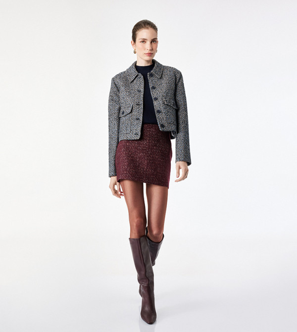 Textured Button Closure Casual Jacket