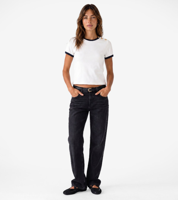 Contrast Trim Crew Neck T-Shirt