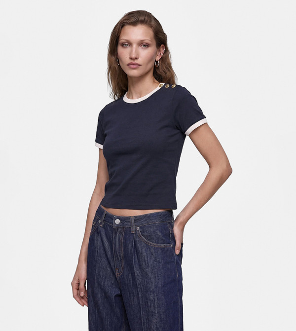 Colorblock Crew Neck Slim Fit T-Shirt