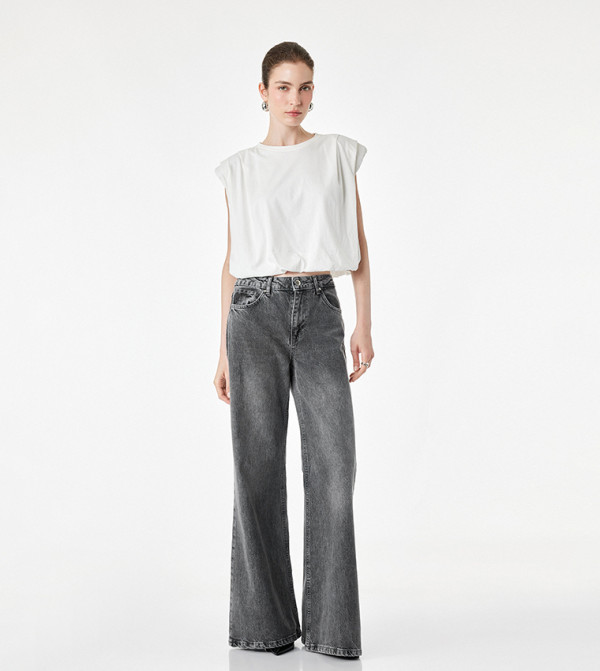 Solid Padded Shoulder Top