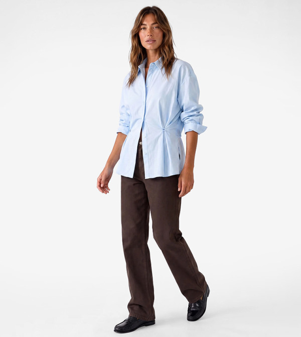 Solid Classic Collar Oversized Shirt