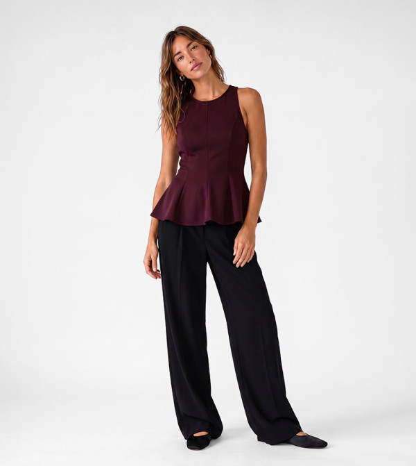 Solid Crew Neck Sleeveless Top