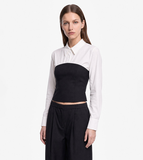 Colorblock Classic Collar Slim Fit Shirt