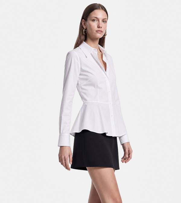 Solid Long Sleeves Peplum Shirt