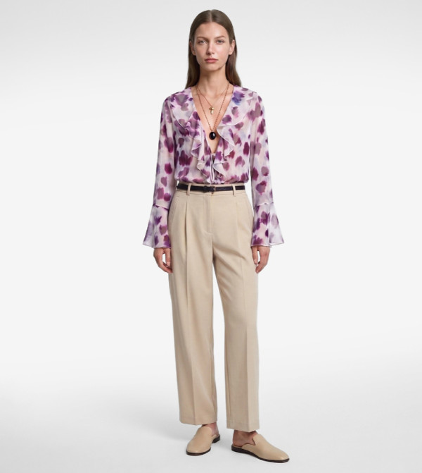 Abstract Printed Long Sleeves Top