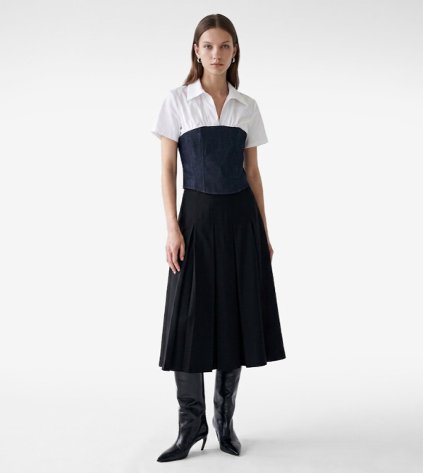 Color Block Short Sleeves Slim Fit Shirt