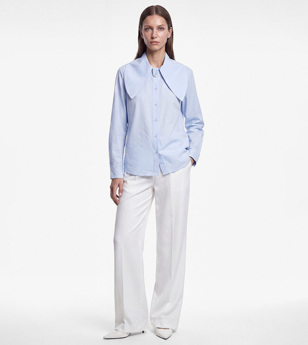 Solid Oversized Collar Long Sleeves Shirt
