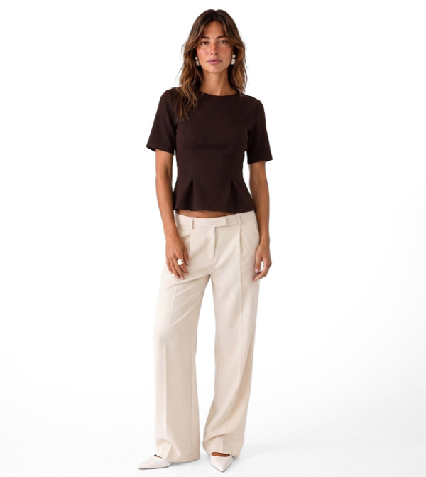 Solid Short Sleeves Peplum Top