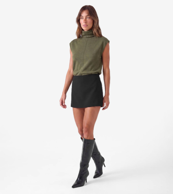 Solid A-Line Mini Skirt