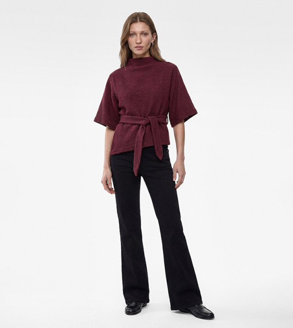 Textured Mock Neck Top
