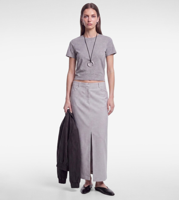Solid Pencil Maxi Skirt