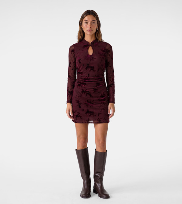 Floral Keyhole Neck Bodycon Mini Dress