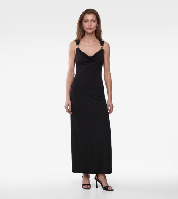 Embellished Cowl Neck Maxi Dress