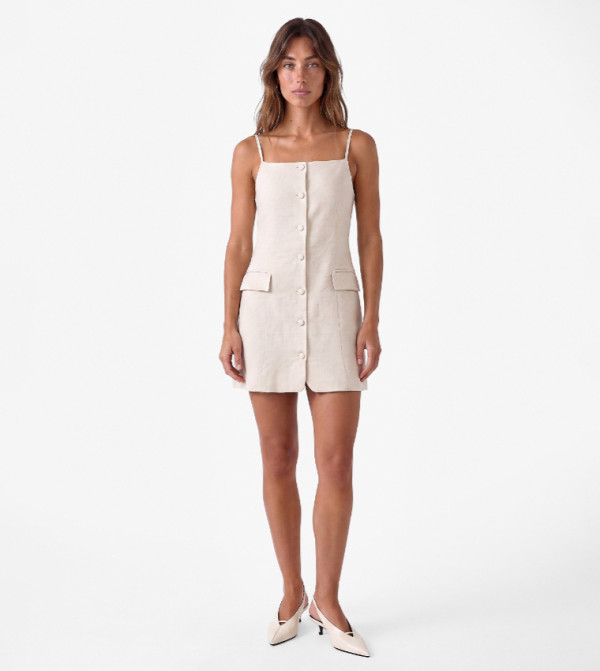 Solid Square Neck Shift Sack Mini Dress