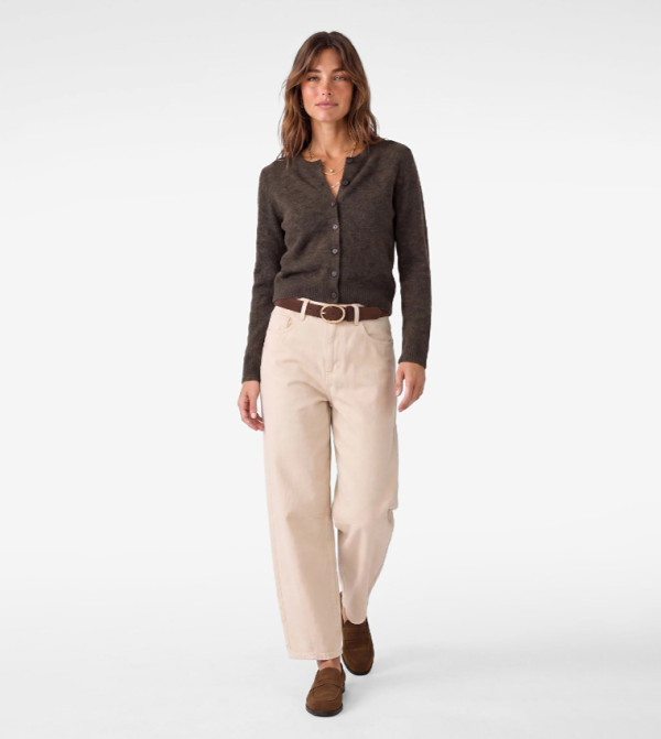 Textured Crew Neck Cardigan