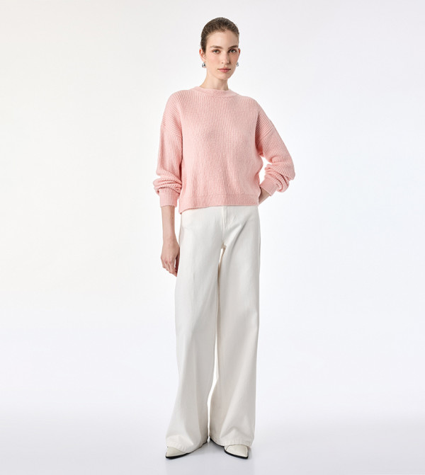 Ribbed Crew Neck Oversized Sweater