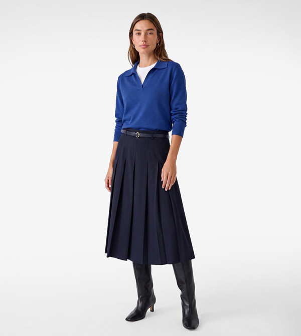 Solid Collared Long Sleeves Sweater