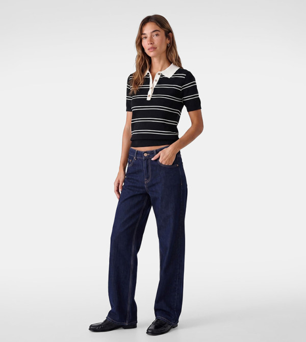 Striped Collared Short Sleeves Polo T-Shirt