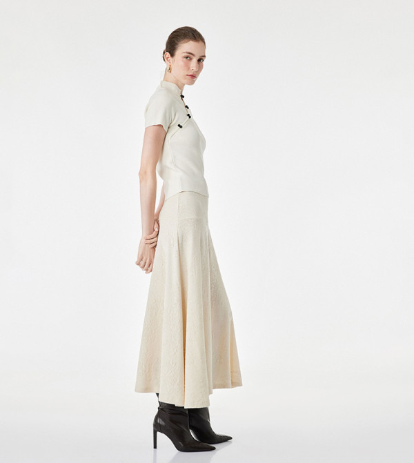 Solid Mandarin Collar Short Sleeves Top