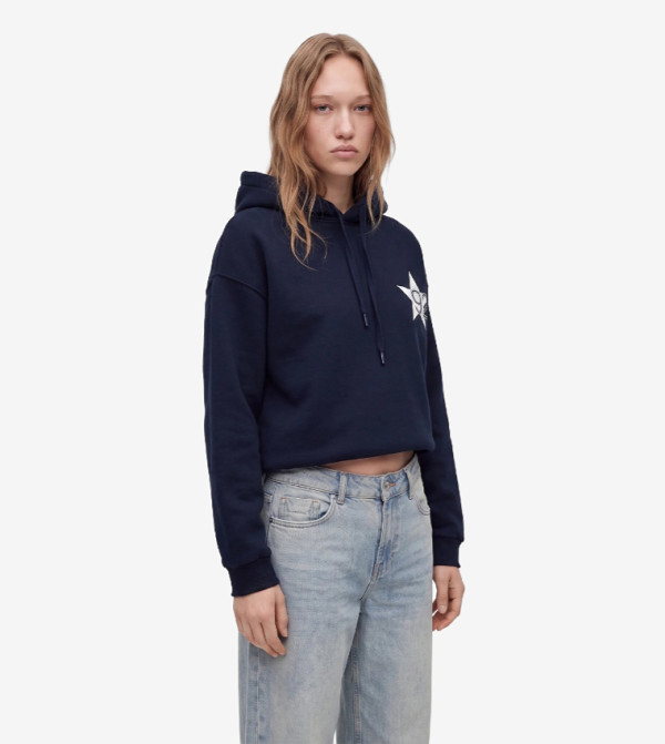 Graphic Print Cropped Hoodie