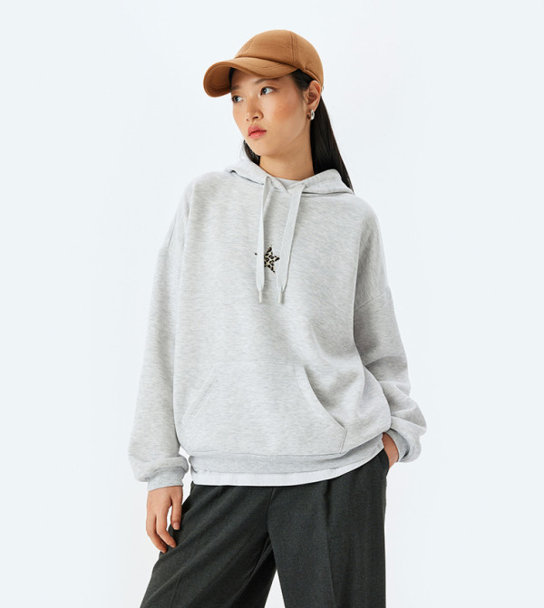 Applique Long Sleeves Oversized Hoodie