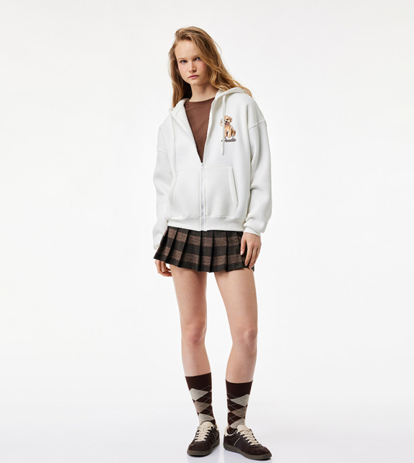 Printed Long Sleeves Oversized Hooded Jacket