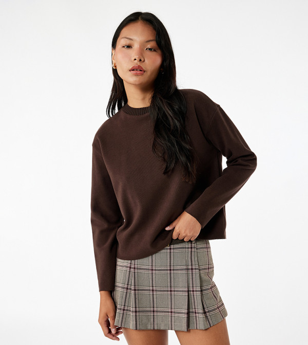 Solid Crew Neck Sweater