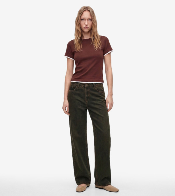 Contrast Trim Crew Neck T-Shirt