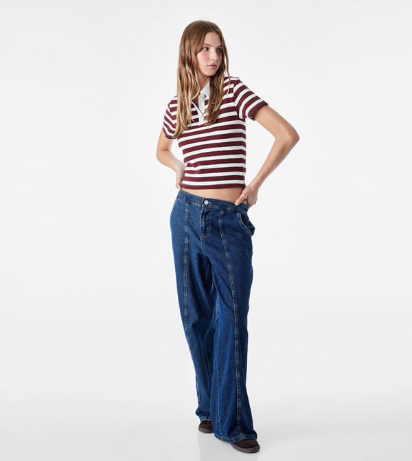 Striped Collared Polo T-Shirt