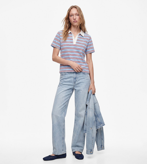 Striped Short Sleeves Polo T-Shirt