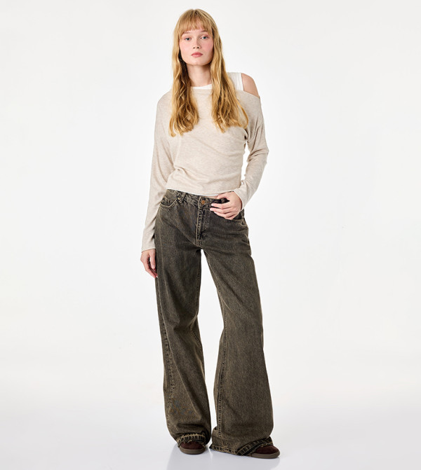 Colorblock Asymmetric Slim Fit Long Sleeves T-Shirt