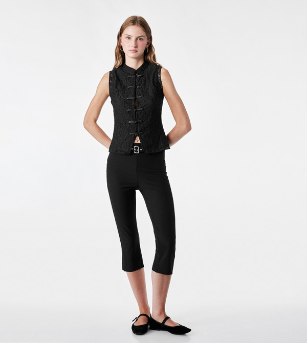 Lace High Neck Sleeveless Top