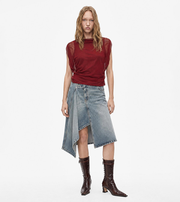 Ruched Crew Neck Top