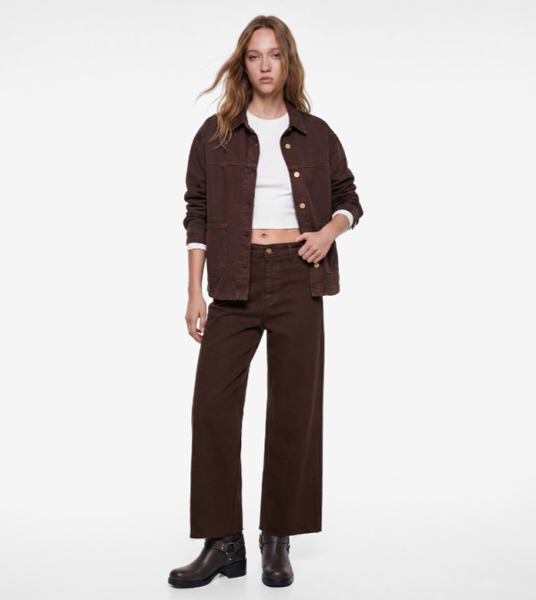 Solid Wide Leg Jeans