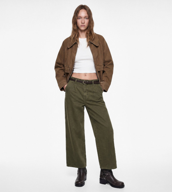 Solid Wide Leg Jeans