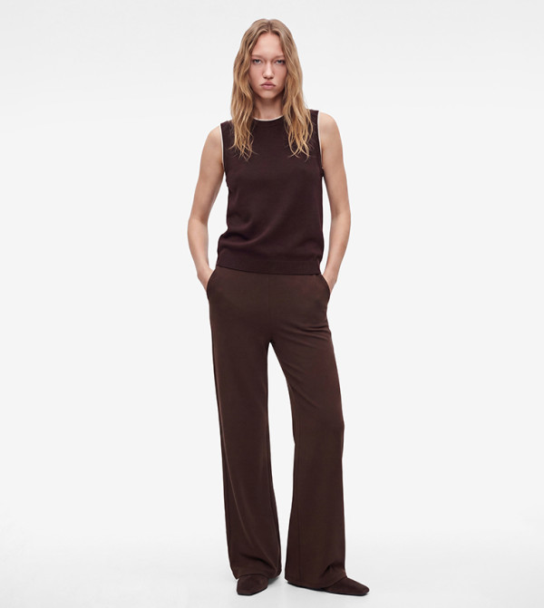 Solid Wide Leg Casual Pants