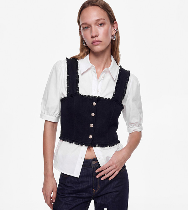 Fringe Trim Layered Shirt