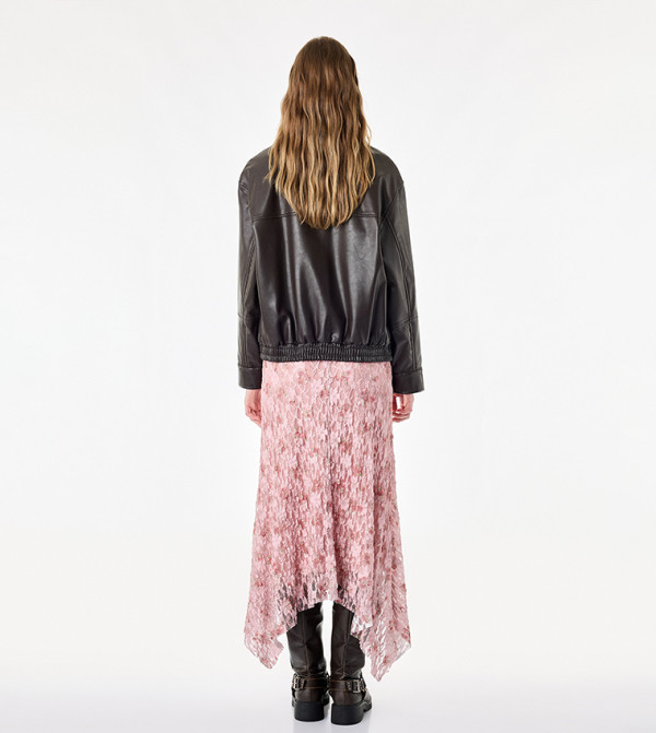 Lace Asymmetric Midi Skirt
